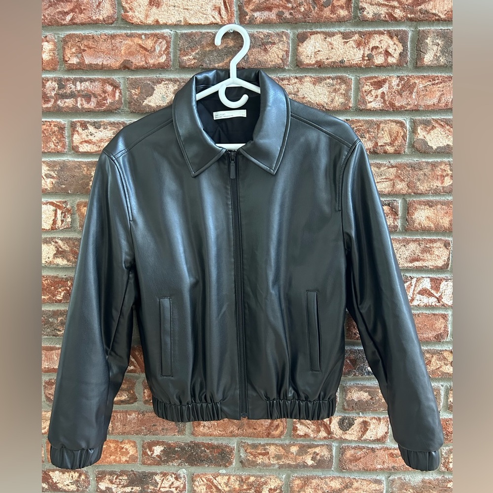 OAK + FORT Black Leather Jacket